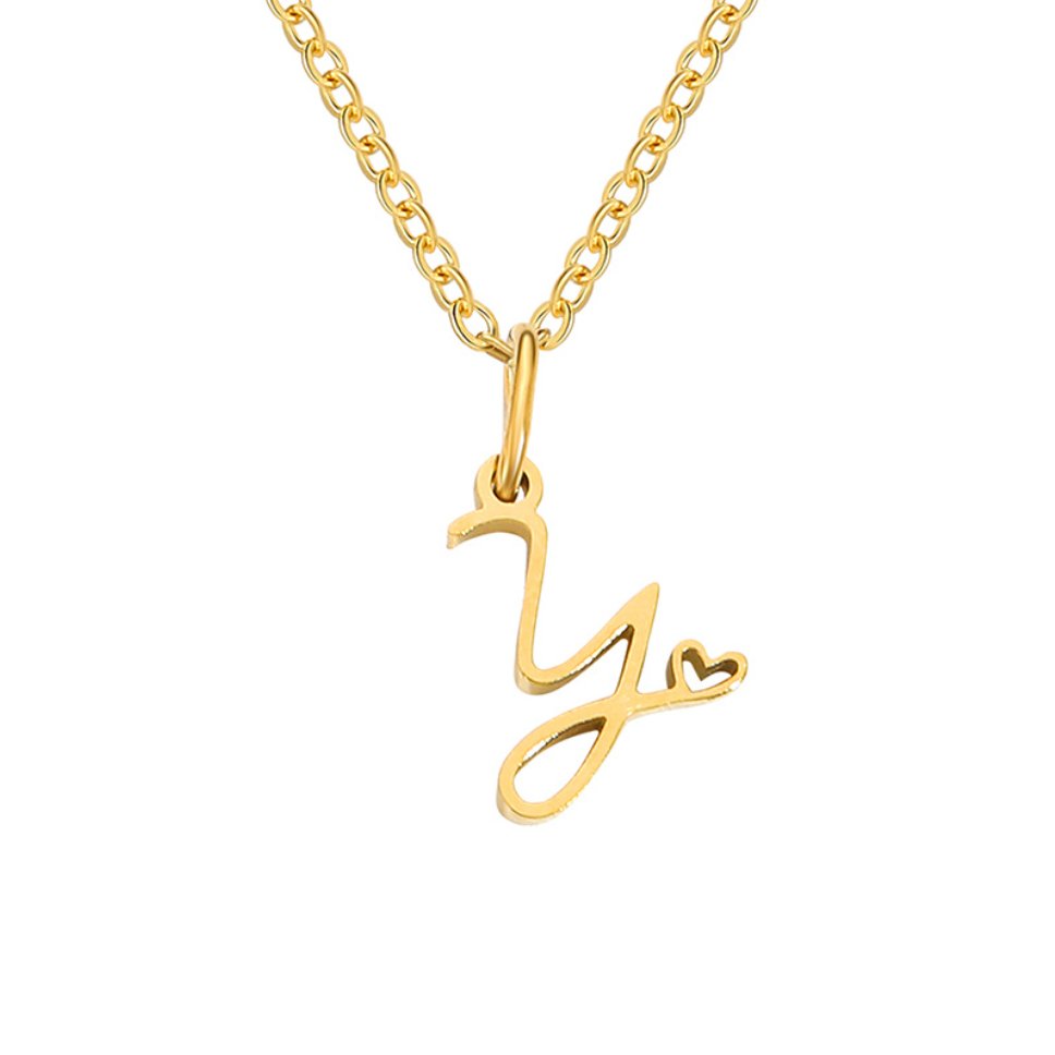 Alphabet Letter Heart Necklace