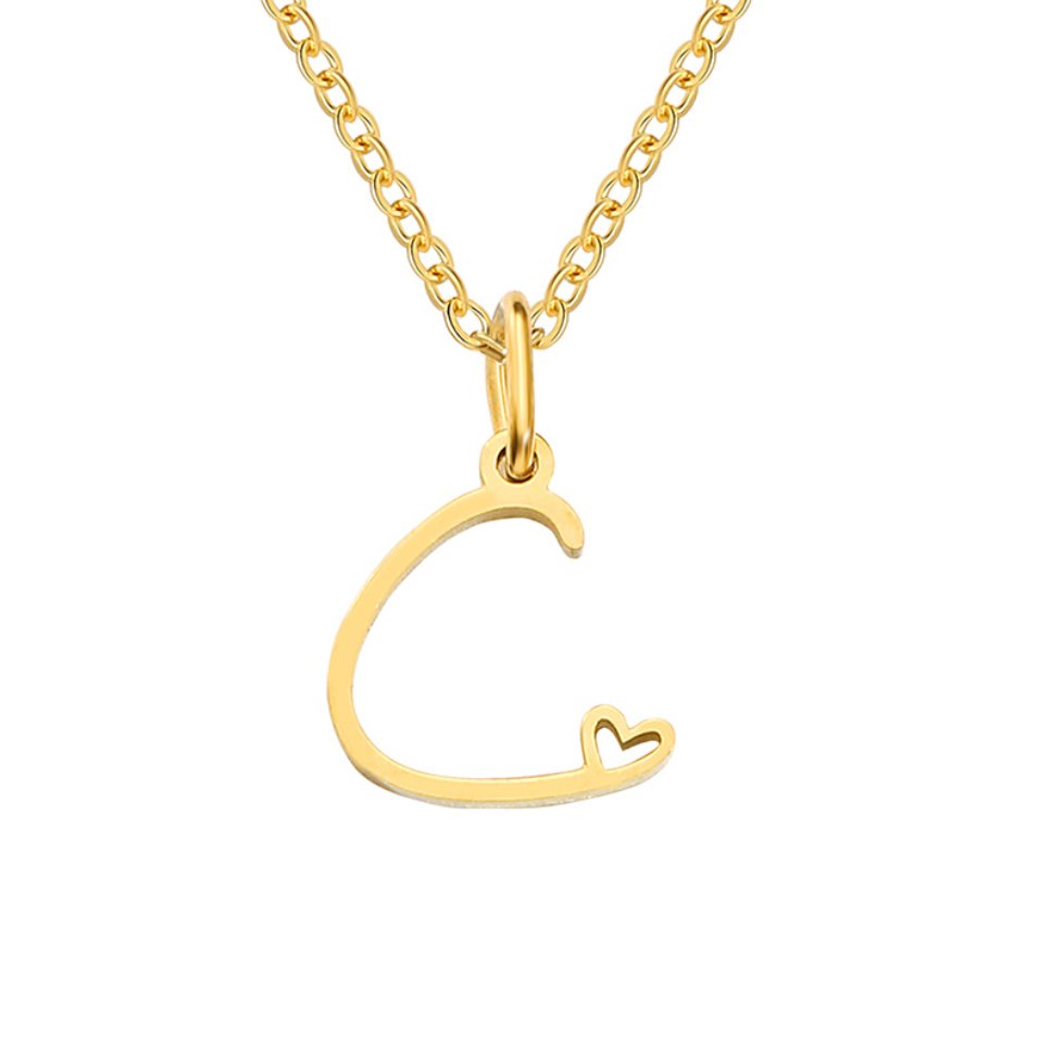Alphabet Letter Heart Necklace