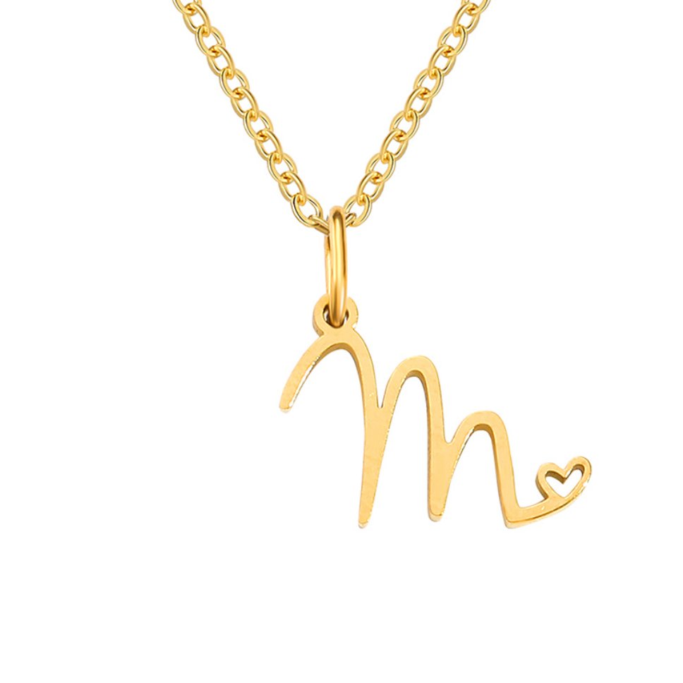 Alphabet Letter Heart Necklace