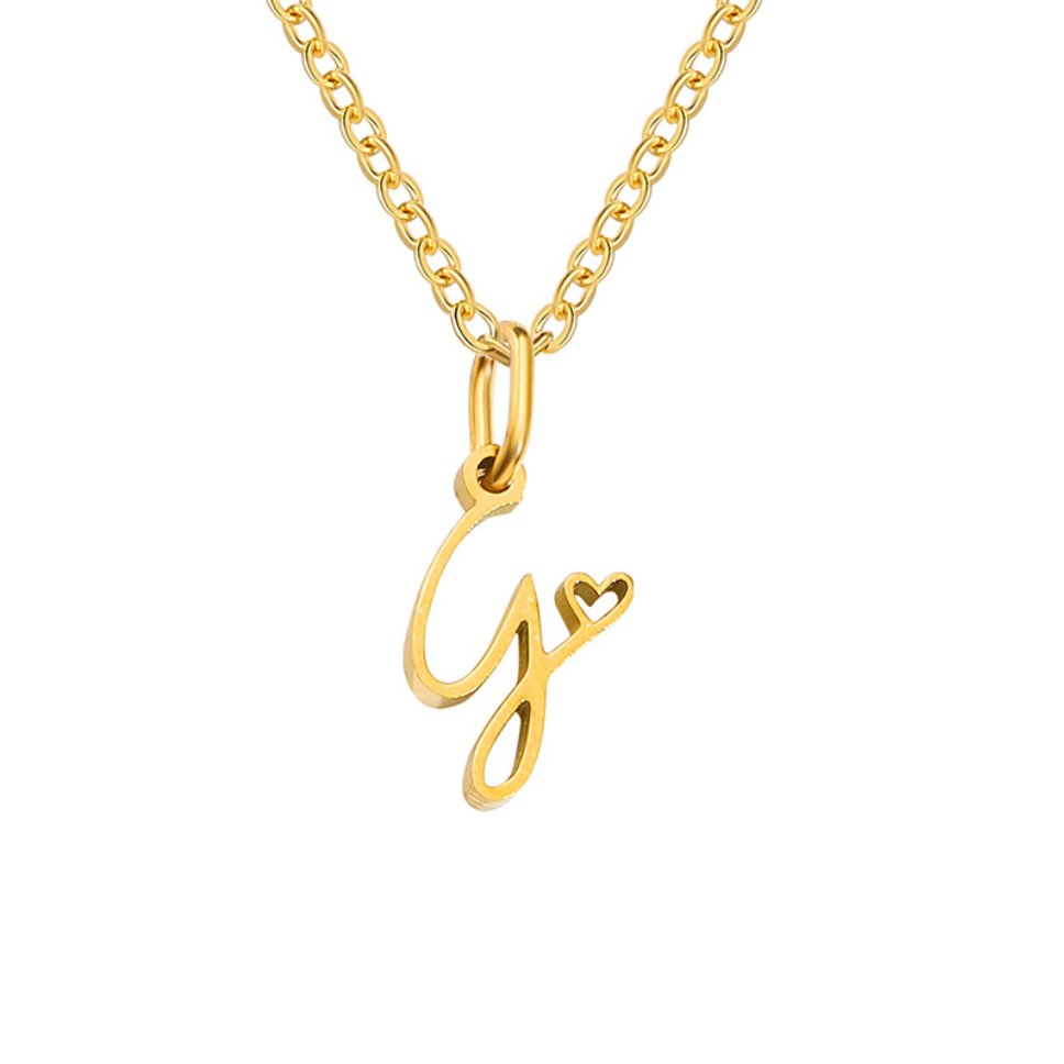 Alphabet Letter Heart Necklace