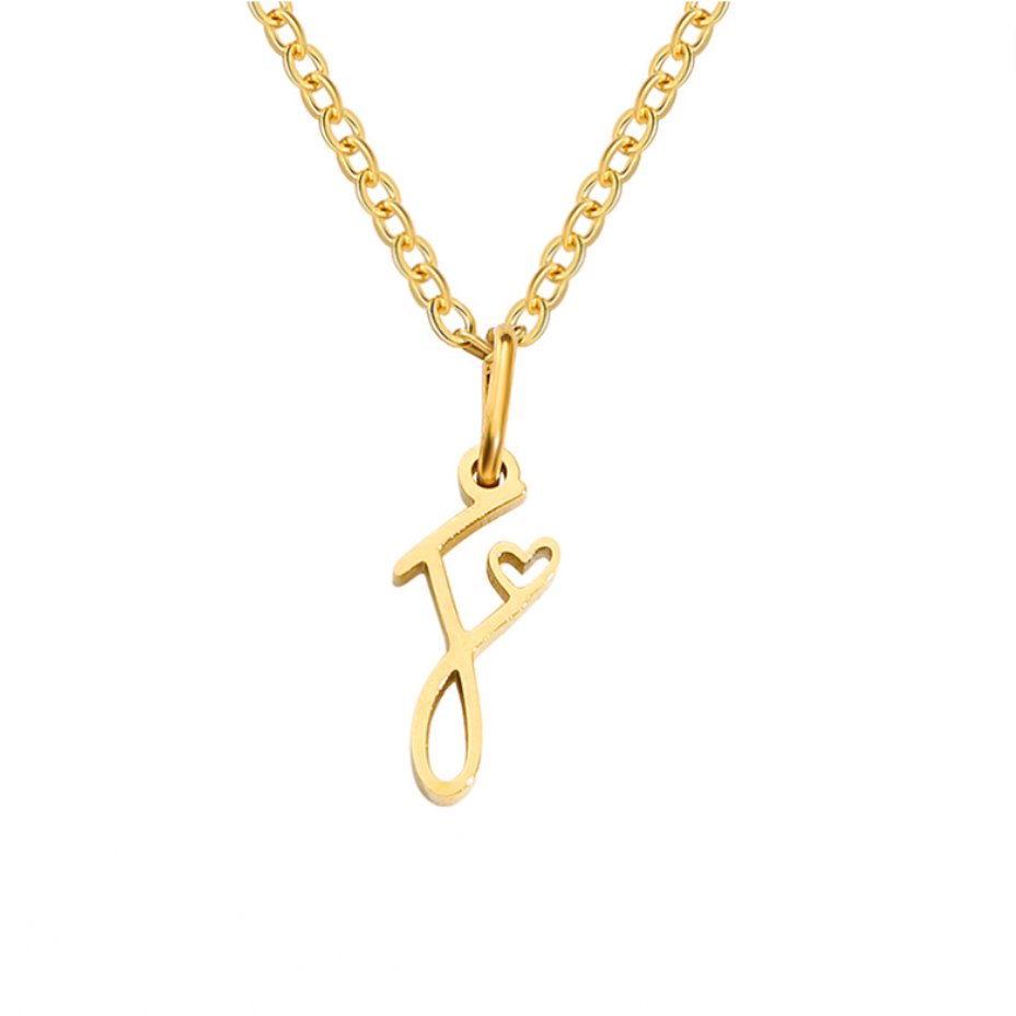 Alphabet Letter Heart Necklace