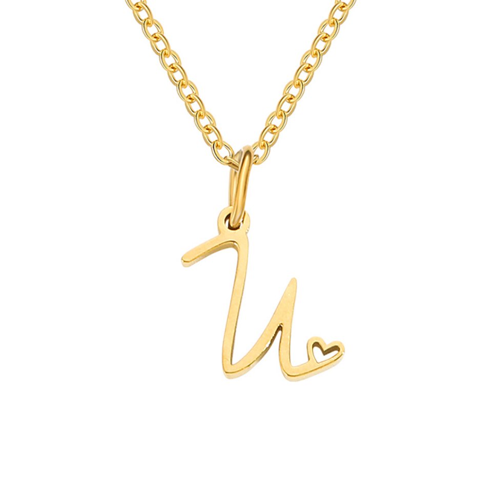 Alphabet Letter Heart Necklace