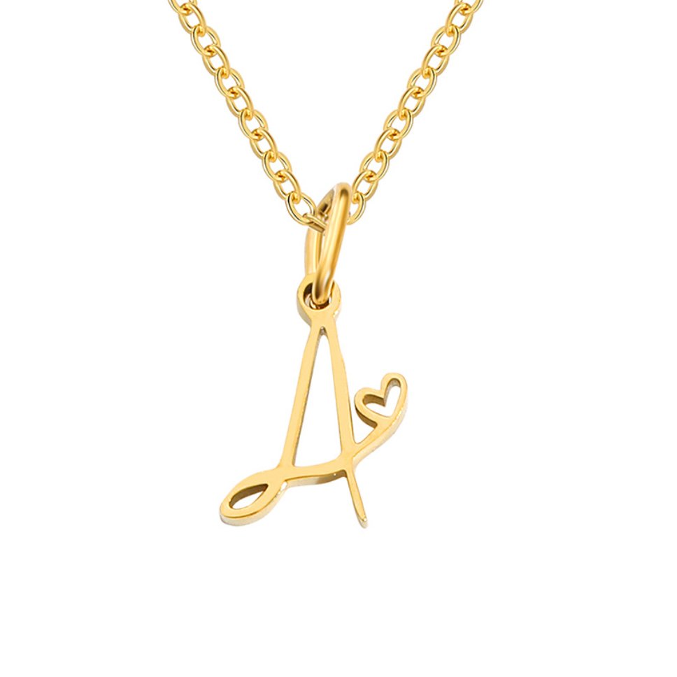 Alphabet Letter Heart Necklace