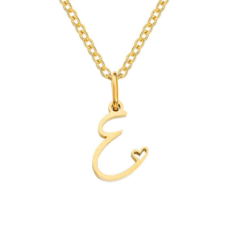 Alphabet Letter Heart Necklace