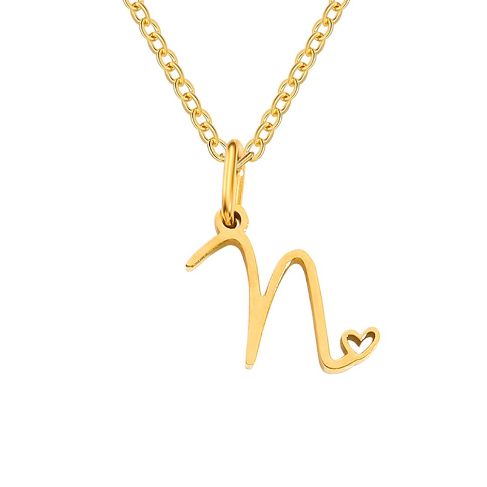 Alphabet Letter Heart Necklace