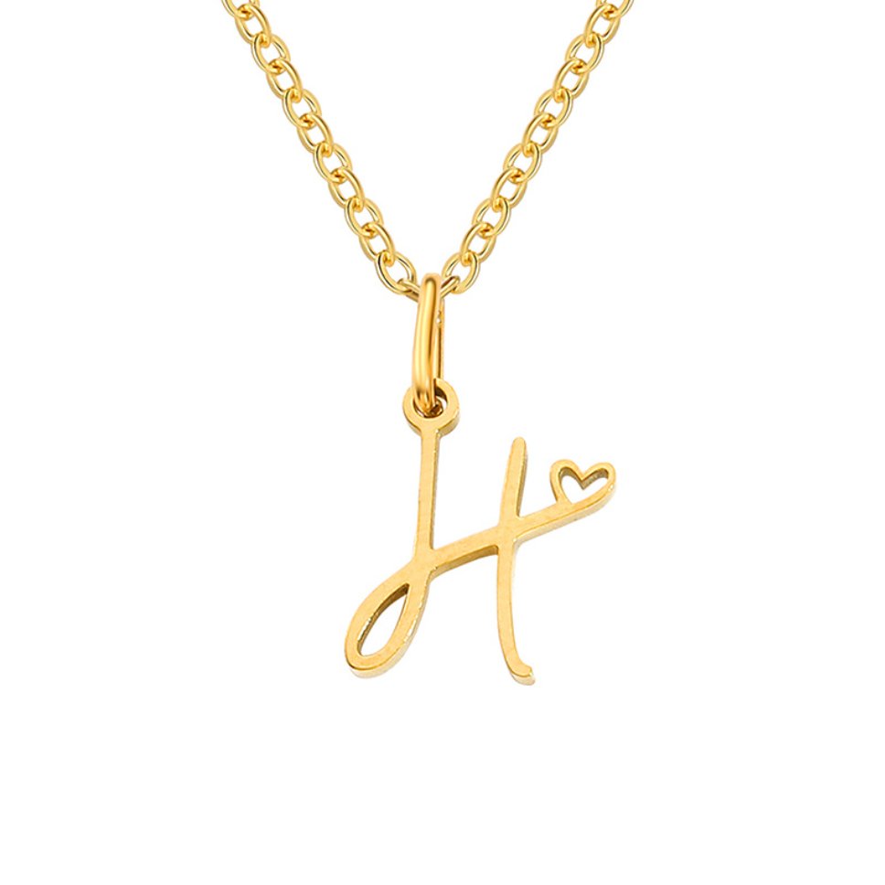 Alphabet Letter Heart Necklace