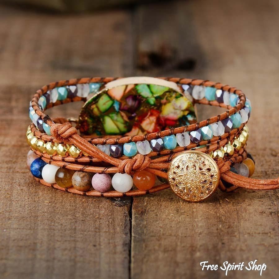 Handmade Color Splash Jasper Wrap Bracelet