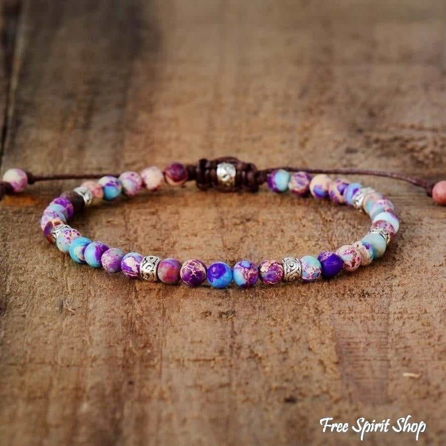 Handmade Purple Jasper Stone Adjustable Bracelet