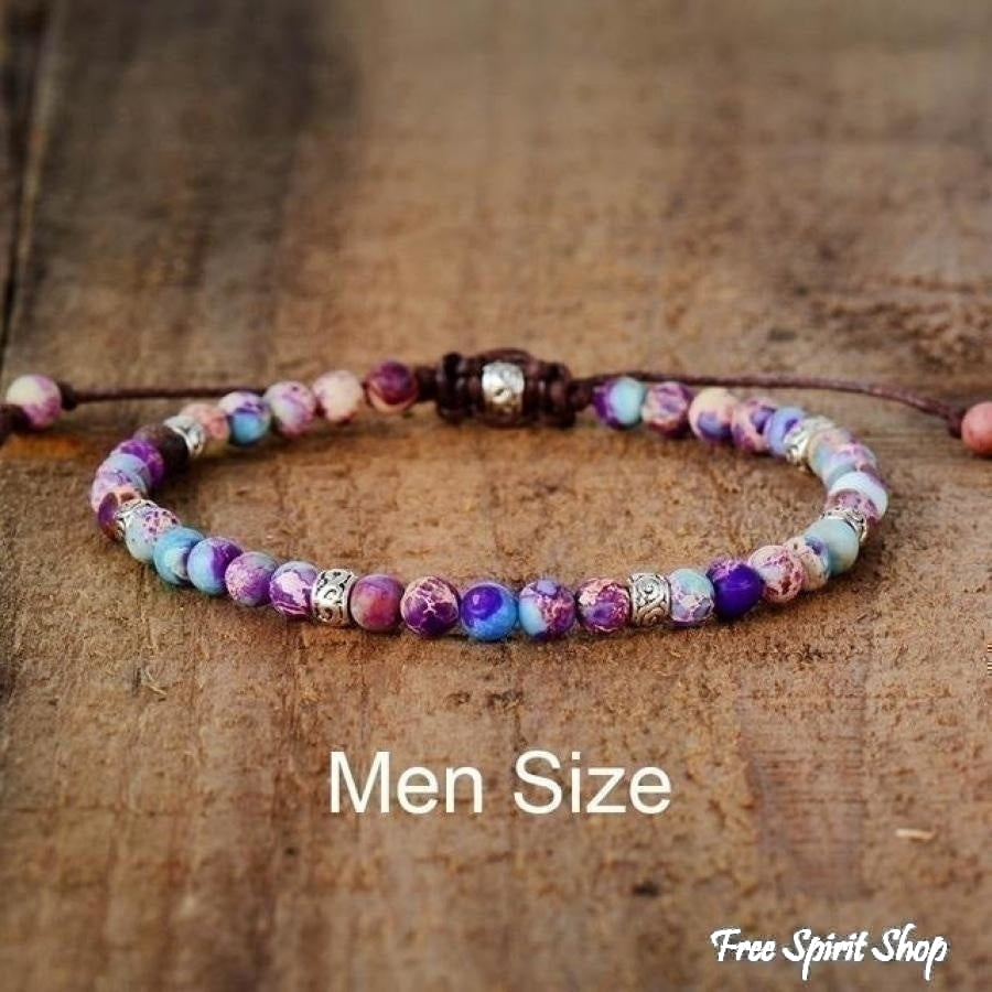 Handmade Purple Jasper Stone Adjustable Bracelet