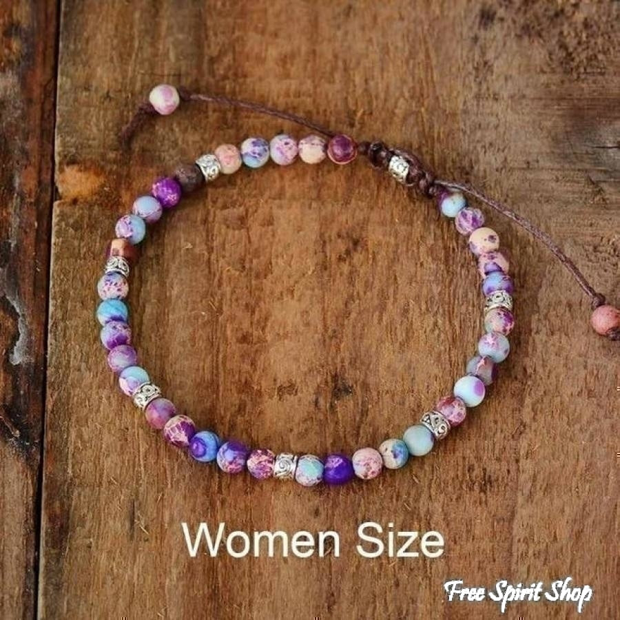 Handmade Purple Jasper Stone Adjustable Bracelet