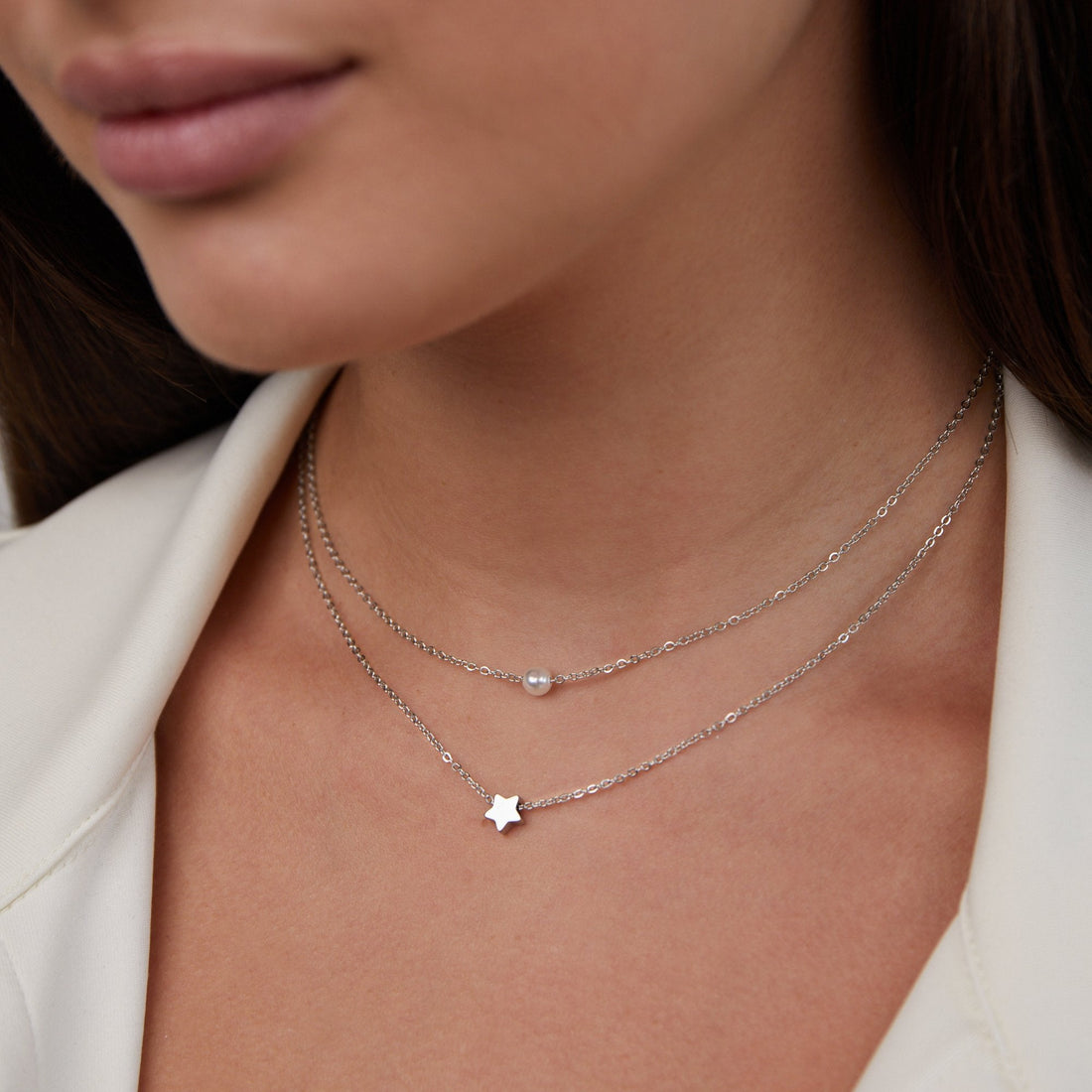 Star & Pearl Layered Necklace