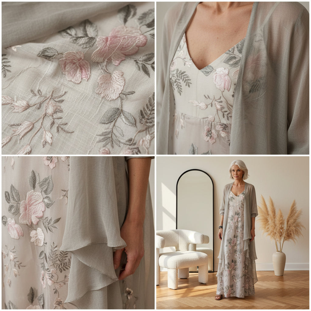 Willow | Women's Floral Maxi Dress with Longline Cardigan Set