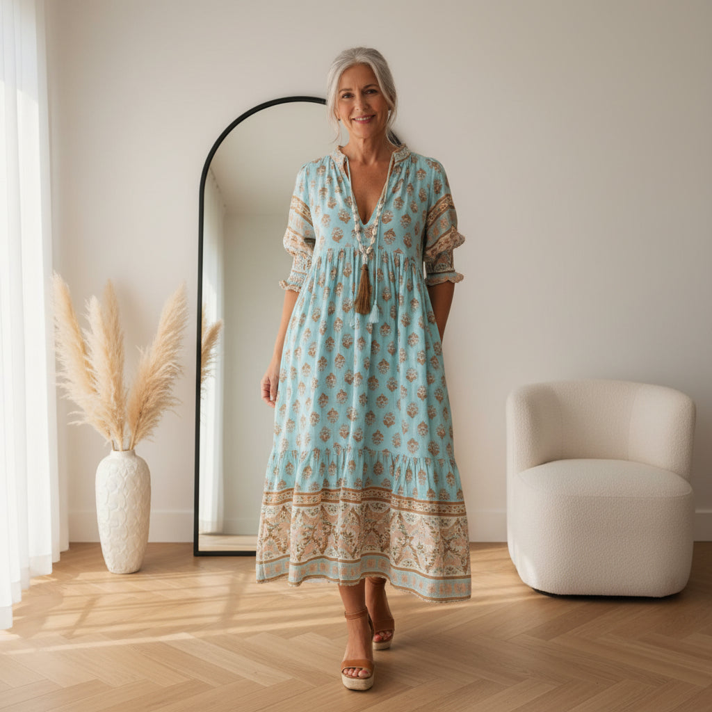 Audrey™ | Boho Midi Dress with Tassels