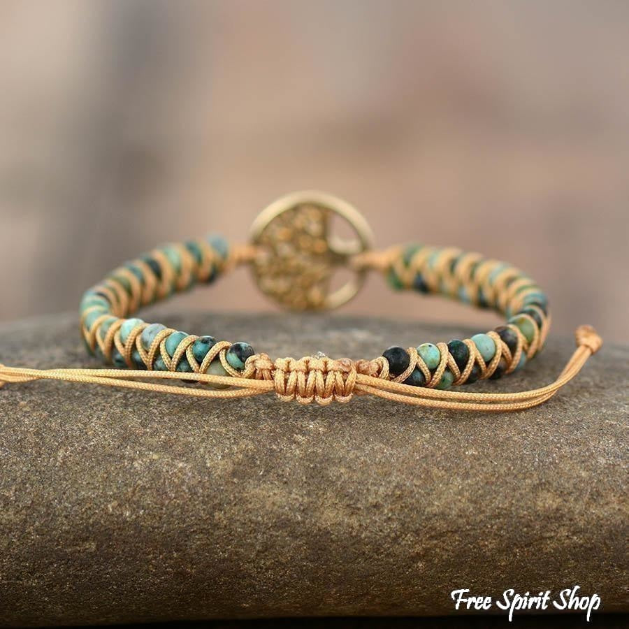 Natural African Turquoise & Tree of Life Bracelet
