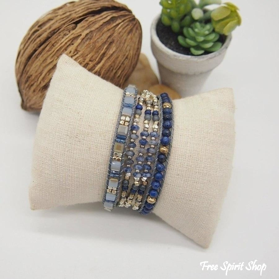 Natural Lapis Lazuli & Blue Aventurine Wrap Bracelet